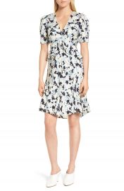 Lewit Ruffle Front A-Line Stretch Silk Dress at Nordstrom