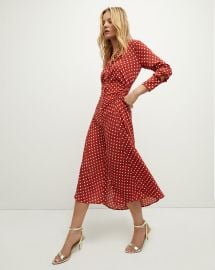 Lex Polka-Dot Dress in Brick RedEcru at Veronica Beard