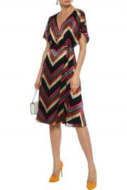 Lexa wrap-effect striped burnout satin dress at The Outnet