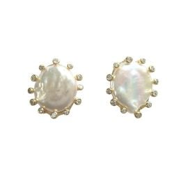 Lexi Mother Of Pearl Stud Earring With Rhinestone Accents Lisi Lerch at Lisi Lerch