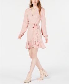 Leyden Ruffled Wrap Dress in Blush Houndstooth at Macys