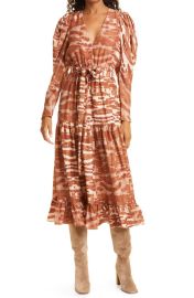 Leyla Long Sleeve Print Silk Dress at Nordstrom