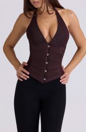 Lia Dark Cherry Corset Top at Nordstrom