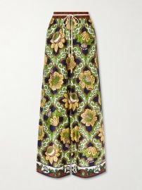 Liana printed silk twill wide leg pants at Net a Porter