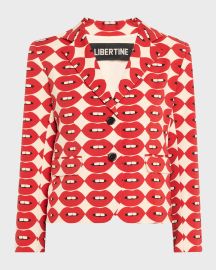 Libertine French Kissing In The USA Printed Wool Short Blazer at Neiman Marcus