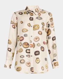 Libertine Ivory Lovers Eyes Silk Button Down Shirt at Neiman Marcus