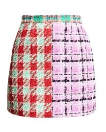 Libertine Mixed Check Boucle Mini Skirt at Neiman Marcus