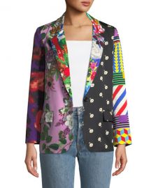 Libertine Mixed Print Long Blazer Jacket at Neiman Marcus