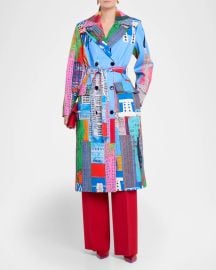 Libertine Nyc Cityscape Print Belted Long Trench Coat at Neiman Marcus