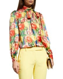 Libertine Tequila Sunrise Tie Collar Blouse at Neiman Marcus