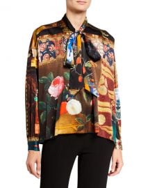 LibertineMemento Mori Silk Tie-Neck Blouse at Neiman Marcus