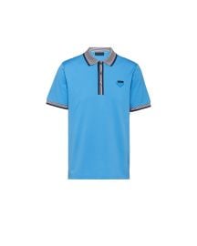 Light Blue Piqu polo shirt at Prada