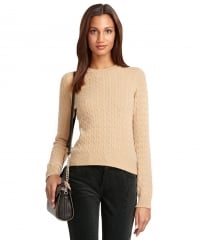 Light Camel Cable Knit Sweater at Brooks Brothers