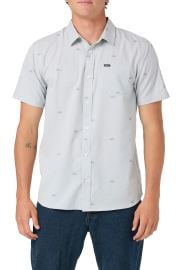 Light Check Geo Standard Fit Short Sleeve Stretch Button-Up Shirt at Nordstrom