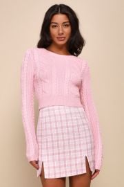 Light Pink Cropped Sweater - Cable Knit Sweater - Pink Sweater - Lulus at Lulus