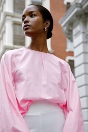 Light Pink Puff Sleeve Relaxed Fit Cotton Shirt - Joyce Top Marcella at Marcella