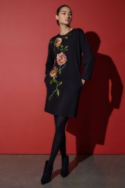 Light Weight Ponte Embroidered Dress - Natori at Natori