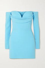 Light blue Paityn off-the-shoulder draped stretch-crepe mini dress ALEX PERRY NET-A-PORTER at Net a Porter