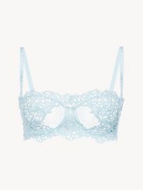 Light blue underwired bra with macramé at La Perla