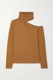 Light brown Nicky cutout stretch-jersey turtleneck top Lx27AGENCE NET-A-PORTER at Net a Porter