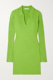 Light green Ribbed-knit mini dress HELMUT LANG NET-A-PORTER at Net a Porter