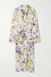 Light green Twisted floral-print crepe de chine wrap-effect midi dress OFF-WHITE NET-A-PORTER at Net a Porter