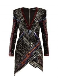 Lightening-bolt split-hem sequined mini dress at Matches