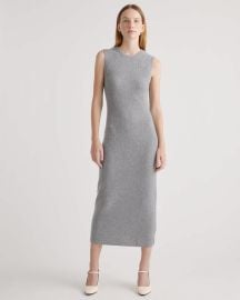 Lightweight Mongolian Cashmere Sleeveless Midi Sweater Dress in Heather Grey at Quince