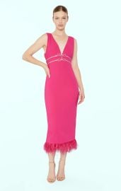 Likely Corianne Crystal Bow Feather Midi Dress at Likely