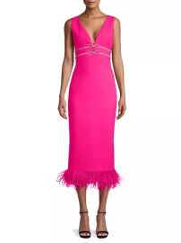 Likely Corianne Crystal Bow Feather Midi Dress at Saks Fifth Avenue