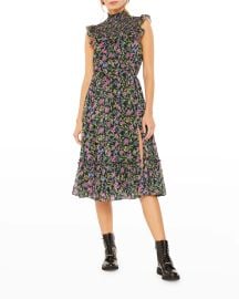 Likely Gio High-Neck Smocked Dress at Neiman Marcus