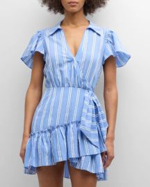 Lila Asymmetric Ruffle Faux-Wrap Mini Dress at Neiman Marcus