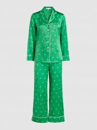 Lila Aya Feather Print Silk Pyjama Set at The Modist