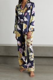 Lila floral-print silk-satin pajama set at Net a Porter