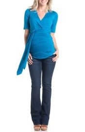 Lilac Clothing Bella Faux Wrap Maternity Top in Blue at Nordstrom