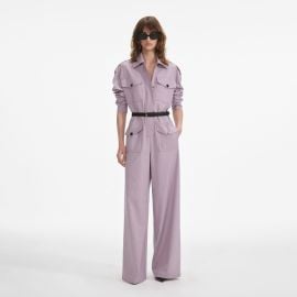 Lilac Twill Jumpsuit self-portrait-US at Self Portrait