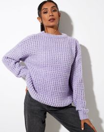 Lilac and White Chunky Knit Jumper  Caribou  at Motel