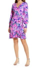 Lilly Pulitzer(RFlorita Floral Print Long Sleeve Ruffle Hem Dress in Multi Isnt She Lilly  at Nordstrom