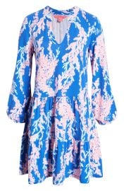 Lilly Pulitzer(RTraci Long Sleeve Tiered Dress in Borealis Blue  at Nordstrom