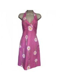 Lilly Pulitzer Dresses Lilly Pulitzer Vtg Halter Dress Cotton Logo Barbie Pink And Daisy Size Poshmark at Poshmark