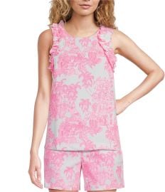 Lilly Pulitzer Kailee Woven Anniversary Toile Crew Neck Sleeveless Ruffle Coordinating Blouse Dillardx27s at Dillards