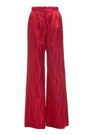 Lily Red and Pink Wave Print Wide Leg Pant at Markarian