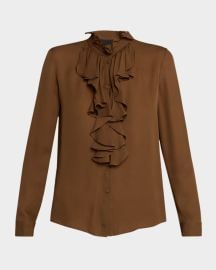 Lily Ruffle-Embellished Silk Blouse at Neiman Marcus