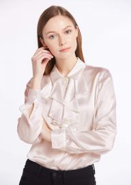 Lily Silk Feminine Cascade Front Silk Shirt at Lily Silk