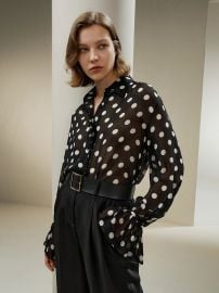 Lily Silk Polka Dots Georgette Blouse at Lily Silk