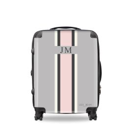 Lily amp Bean personalised French Grey Luggage with White and Pink at Lily and Bean