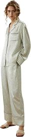 LilySilk 100 Silk Pajama Set for Women Printed Silk Pajamas Button-Down Top Lapel Collar Oversized Waisted Pants at Womens Clothing store at Amazon