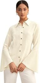 LilySilk Pure Silk Shirt Womens 18 Momme Classic Blouse with Puff Sleeve and Pleated Back for Casual or Business at Womens Clothing store at Amazon