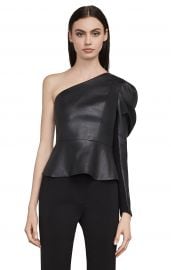 Lilyan Faux Leather Peplum Top at Bcbg