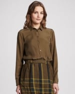 Lily's olive green silk blouse by Burberry Brit at Neiman Marcus